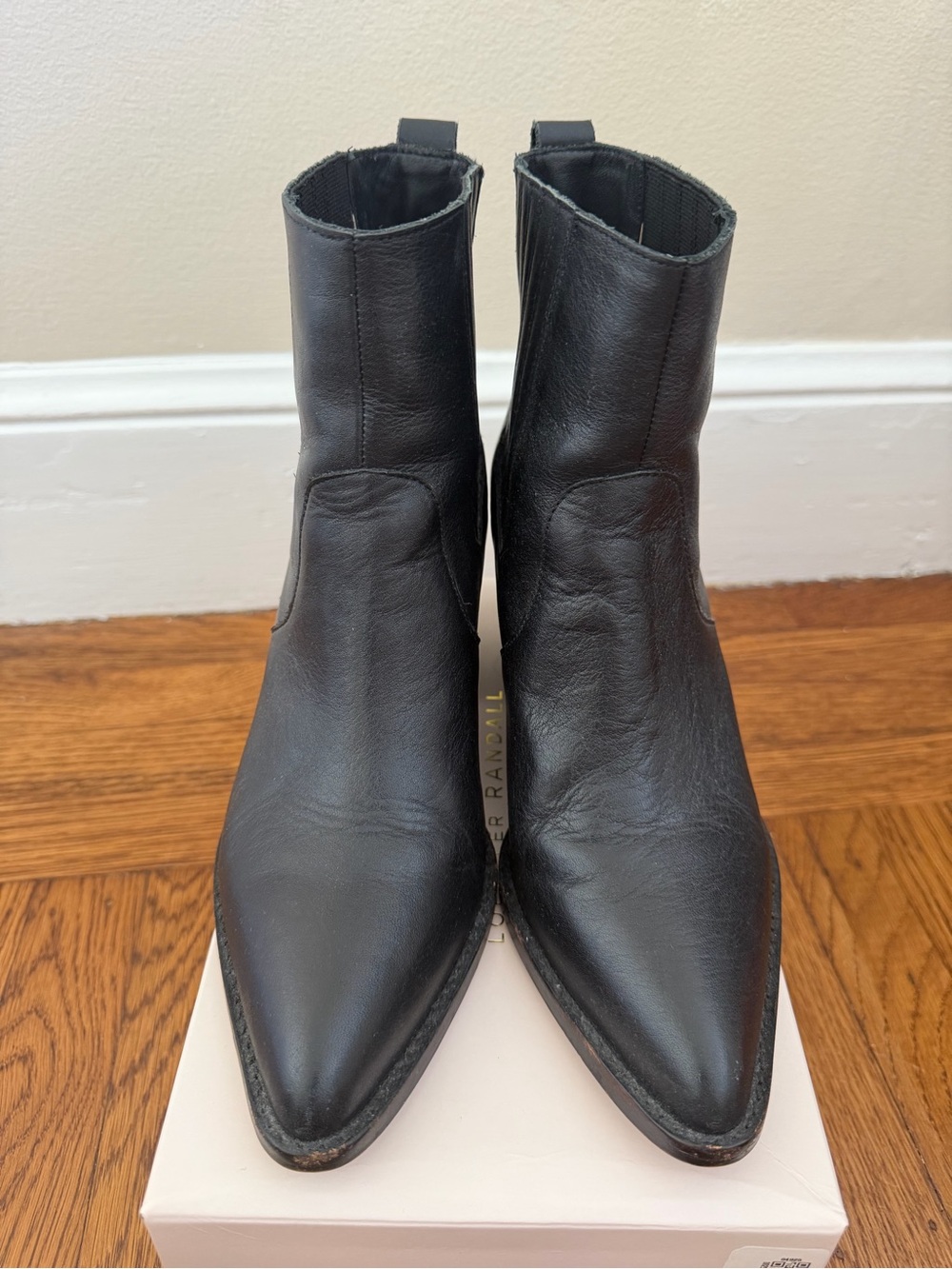 JCrew Black Leather Pointed Toe Ankle Boots